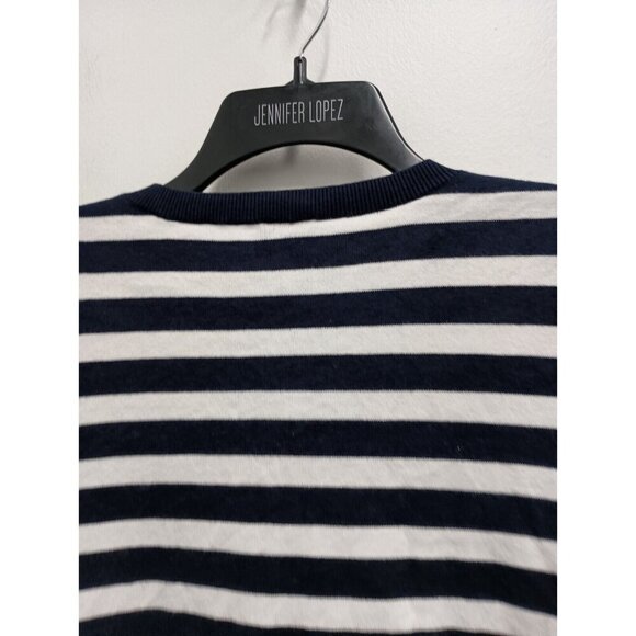 Talbots Womens Cardigan Size Small Navy White Striped Pima Cotton Button Front - Picture 6 of 6